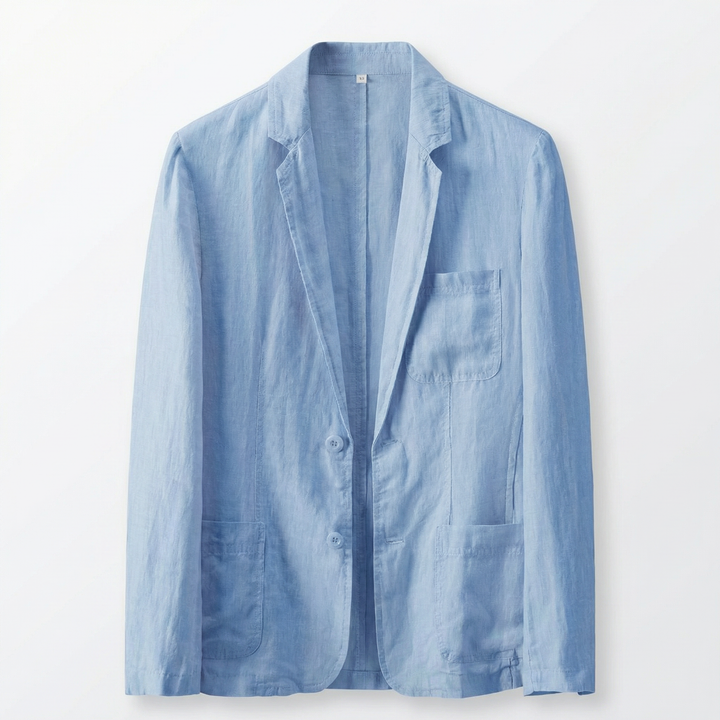 Man wearing a comfortable, lightweight & breathable blazer, designed for ease of movement in warm weather.
