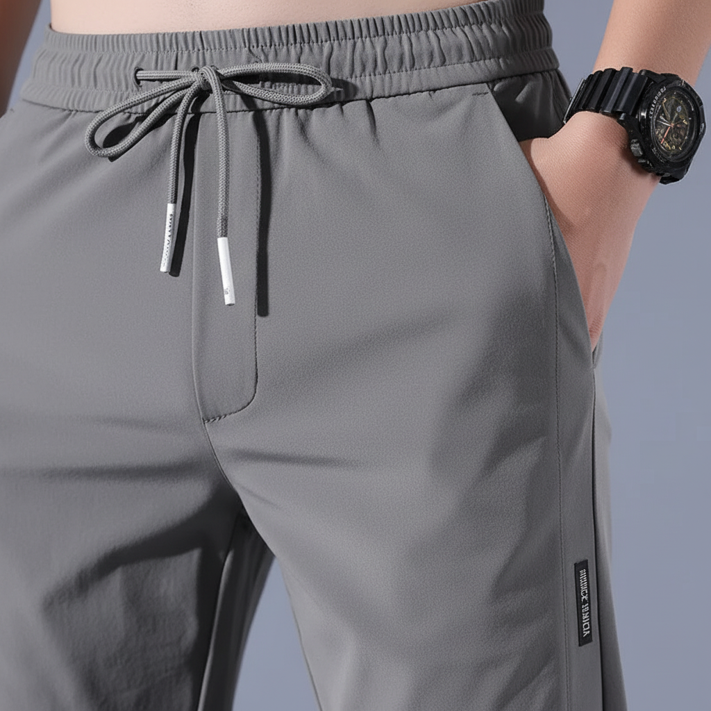 Man wearing casual Stefan jogging trousers outdoors, showcasing their comfortable fit and loungewear style