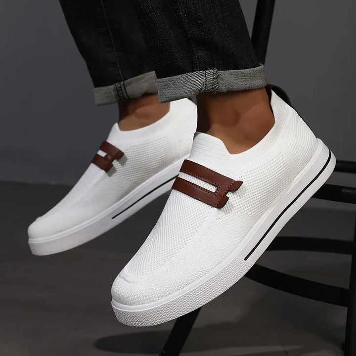 Everyday men's comfort slip-on shoes, featuring breathable mesh design for lightweight walking.