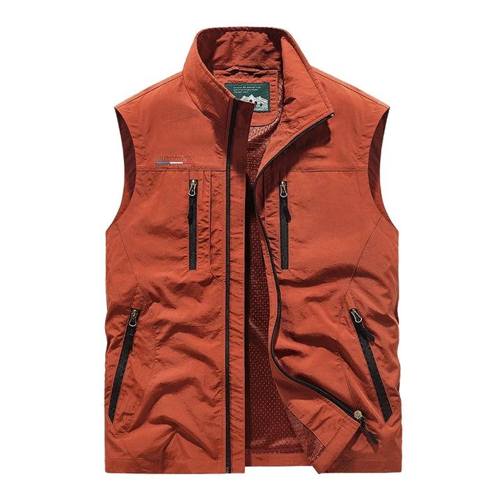 Men's lightweight breathable mesh vest for outdoor adventures, hiking, fishing & travel.