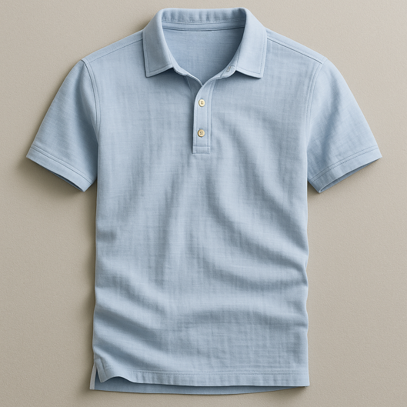 Men's lightweight breathable polo shirt, perfect for summer casual wear & smart-casual occasions.