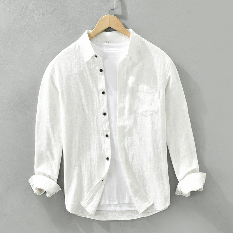 Men's lightweight breathable short-sleeve button-up shirt in a solid color, perfect for summer casual wear.