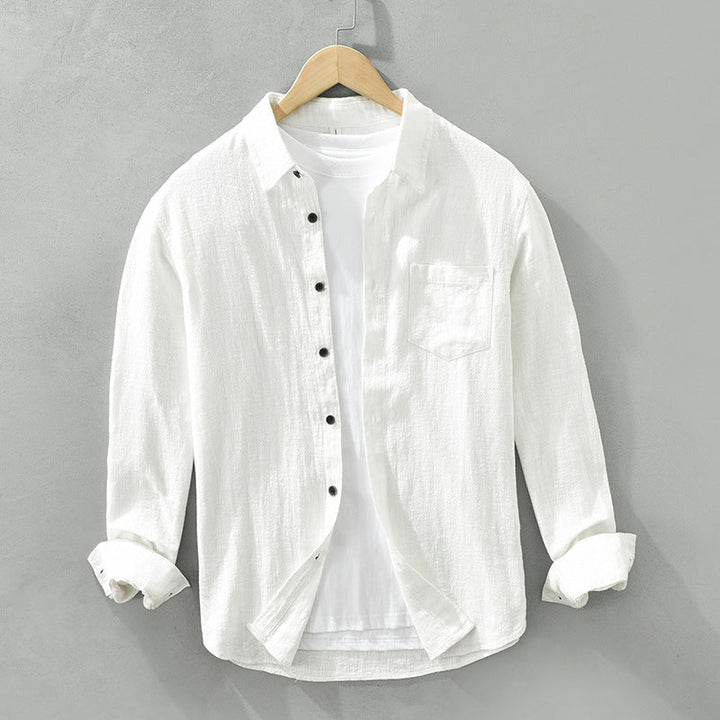 Men's lightweight breathable short-sleeve button-up shirt in a solid color, perfect for summer casual wear.