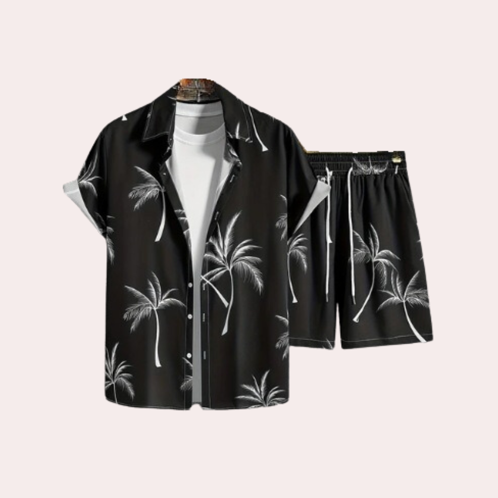 Casual men's two-piece summer set (Elias), lightweight and breathable polyester for ultimate comfort.