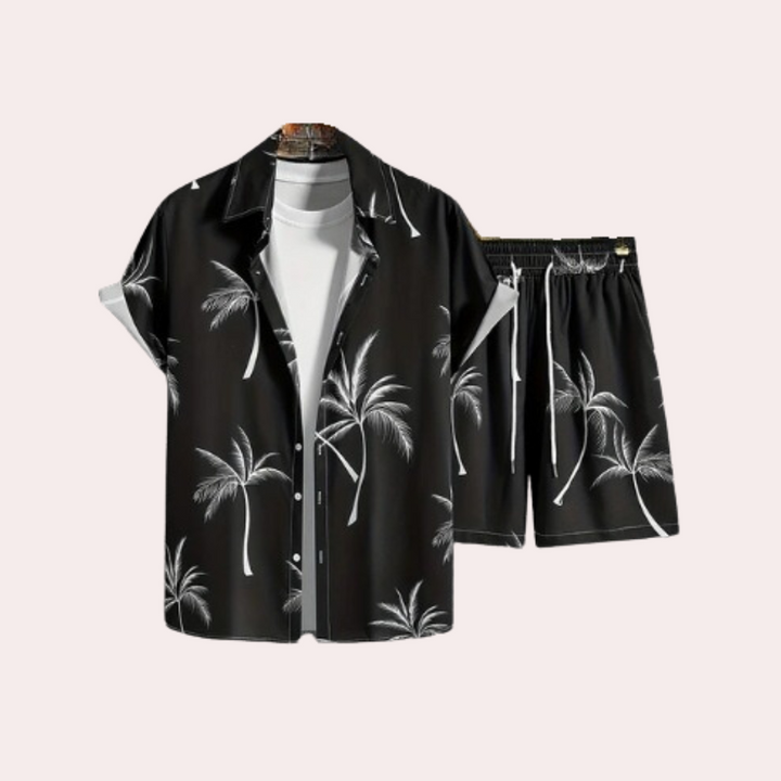 Casual men's two-piece summer set (Elias), lightweight and breathable polyester for ultimate comfort.