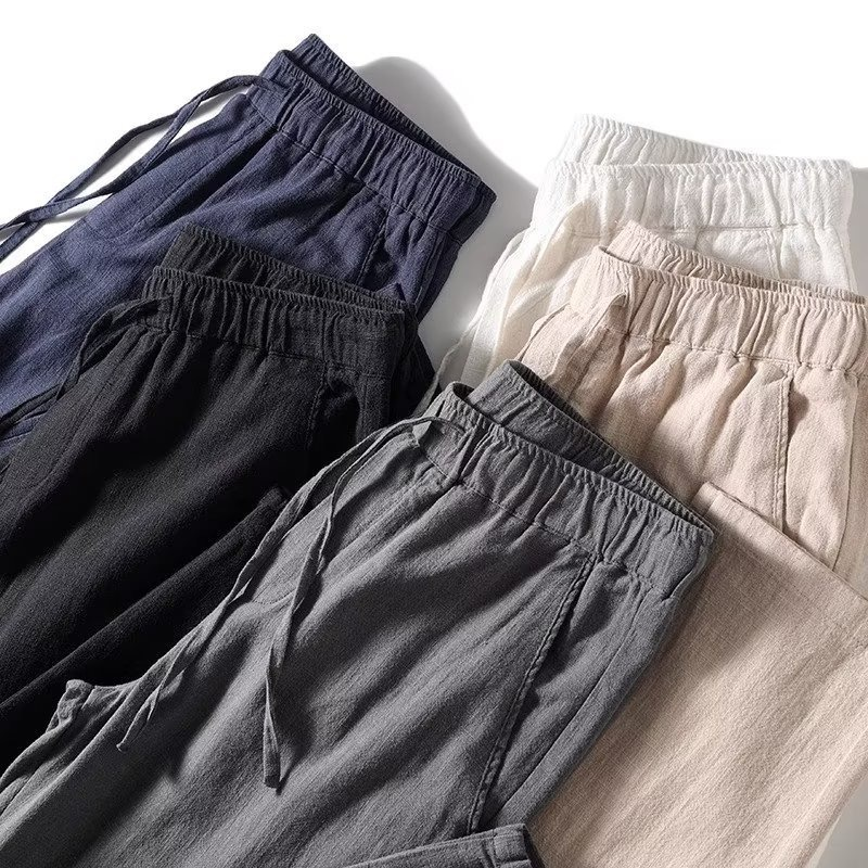 Relaxed fit men's casual summer trousers, made from lightweight, breathable fabric.