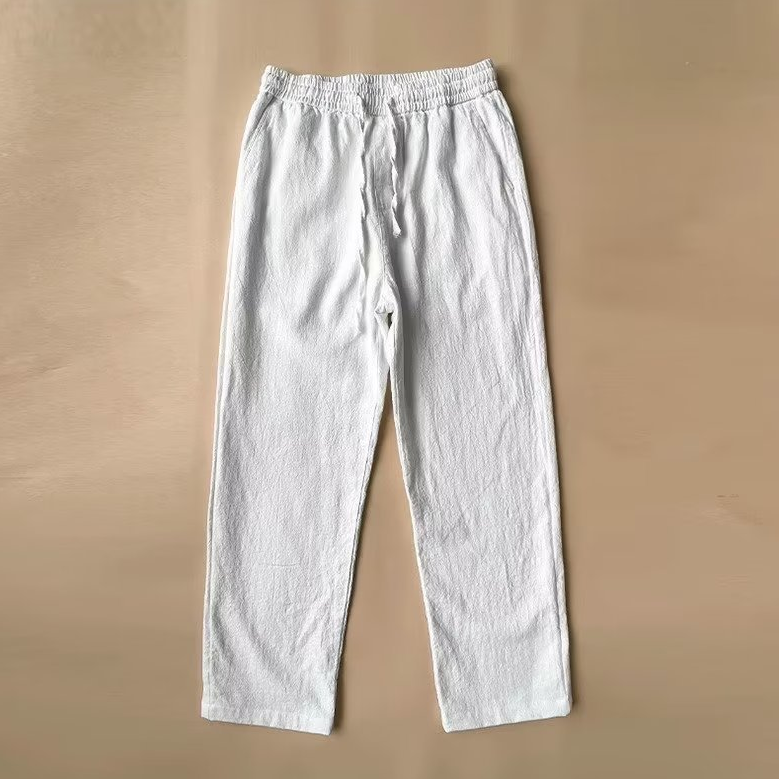 Man enjoying summer in comfortable, lightweight & breathable casual pants. Relaxed fit.