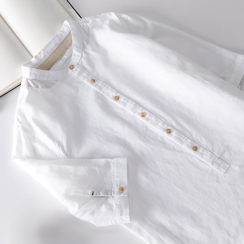Versatile men's button-down shirt with a tailored fit, a perfect lightweight top for business casual or leisure.