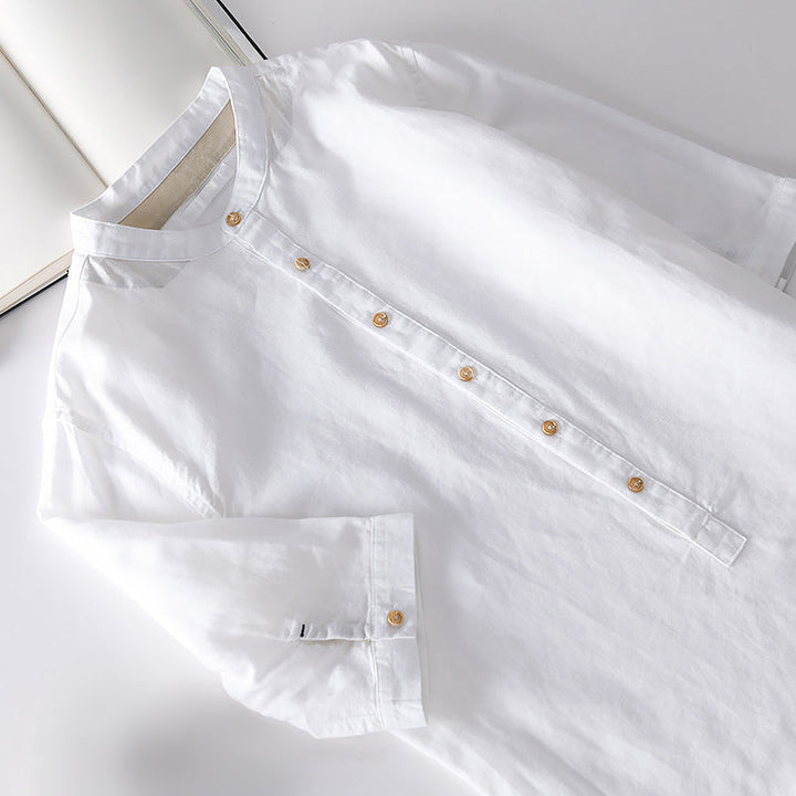 Versatile men's button-down shirt with a tailored fit, a perfect lightweight top for business casual or leisure.