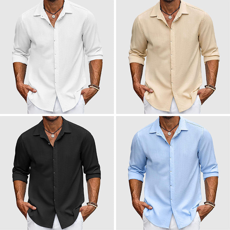 Lightweight men's long-sleeve shirt, button-up style for all-day comfort and versatile wear.