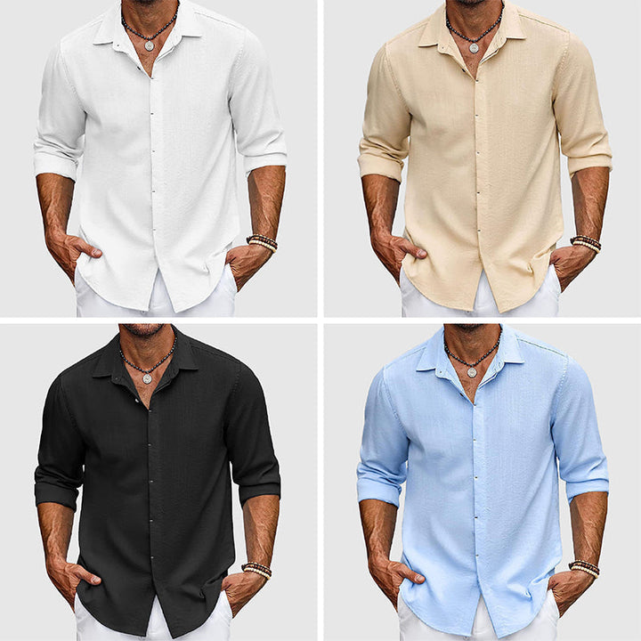 Lightweight men's long-sleeve shirt, button-up style for all-day comfort and versatile wear.