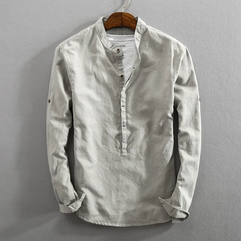 Men's lightweight button-up shirt in a classic fit, perfect for smart casual or everyday wear. Versatile long sleeve style.