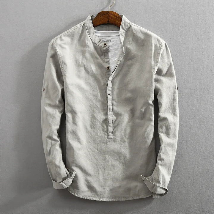 Men's lightweight button-up shirt in a classic fit, perfect for smart casual or everyday wear. Versatile long sleeve style.