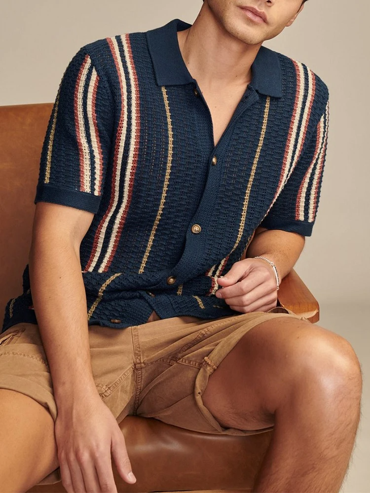 Relaxed fit men's lightweight summer shirt, a versatile button-up for vacation or daily casual wear.