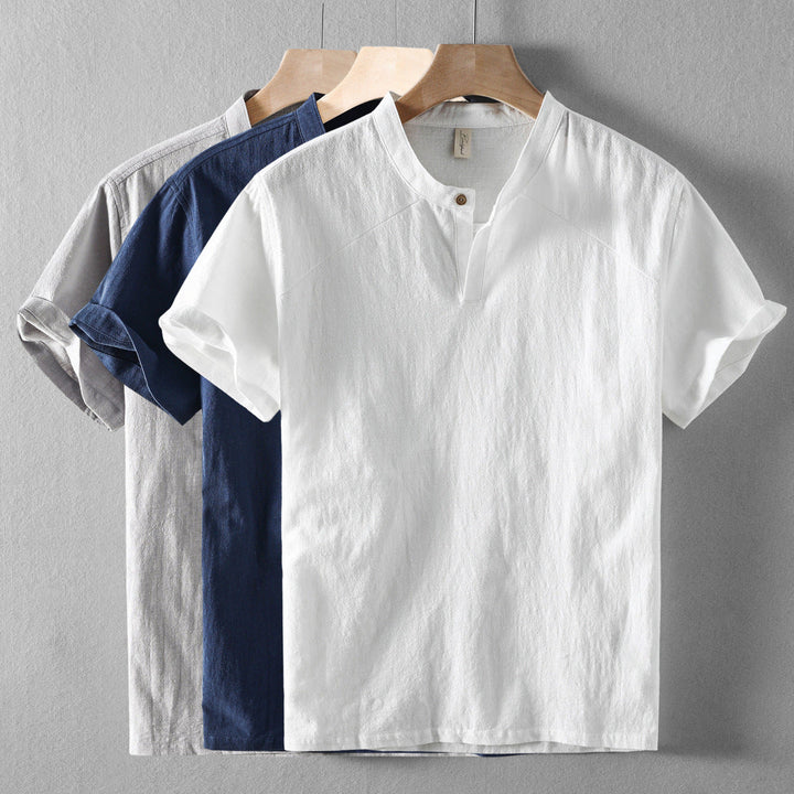 Men's versatile lightweight long sleeve button-down shirt, perfect for casual summer outings.