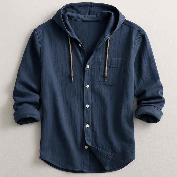 Men's lightweight casual hoodie shirt, relaxed fit, perfect for summer comfort & spring fashion.