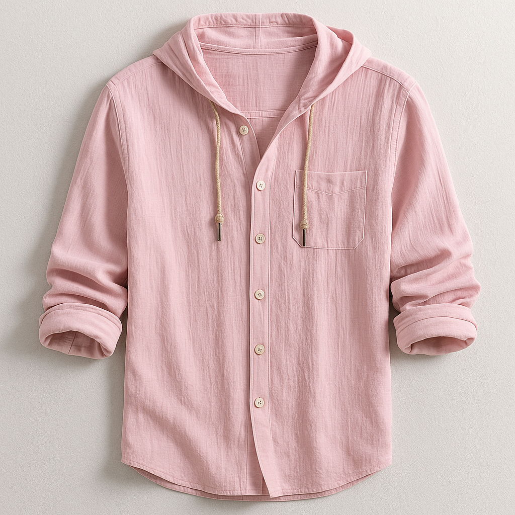 Comfortable men's summer style lightweight hoodie shirt, breathable apparel for warm weather.