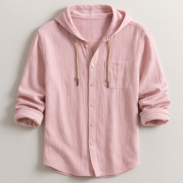 Comfortable men's summer style lightweight hoodie shirt, breathable apparel for warm weather.