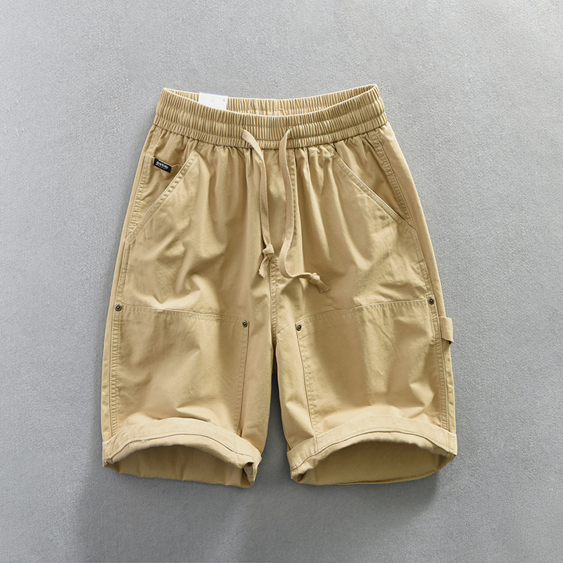 Men's lightweight comfort shorts with an elastic waist, drawstring, and practical patch pockets, ideal for summer.