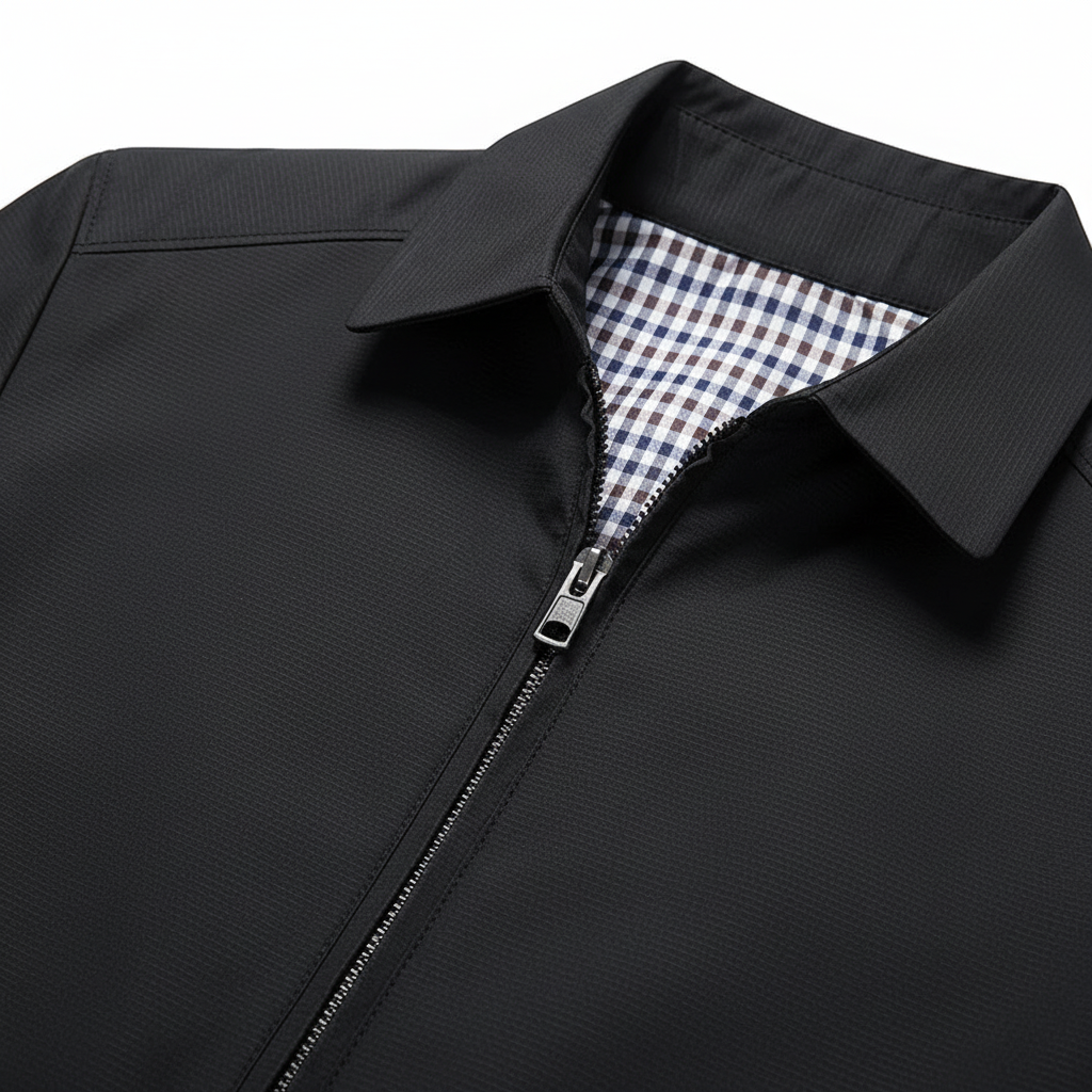 Versatile men's cotton blend jacket, Christopher, featuring a stylish stand collar and full zip