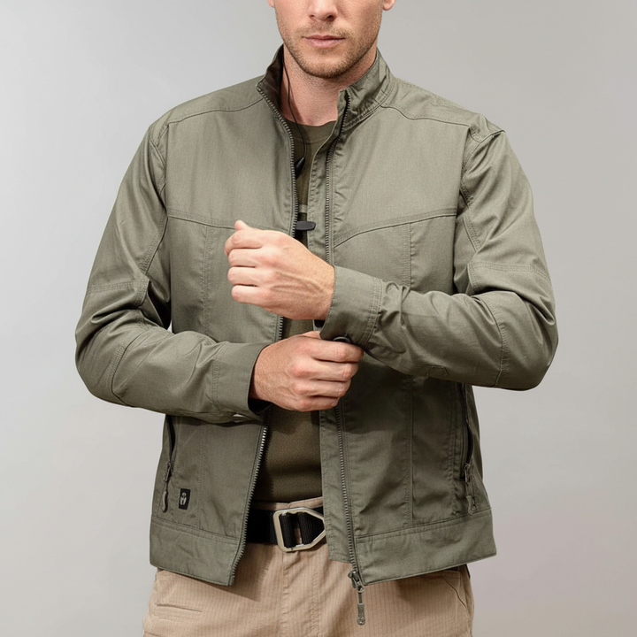 Lightweight men's jacket, cotton blend, offering versatile style for casual and smart casual looks