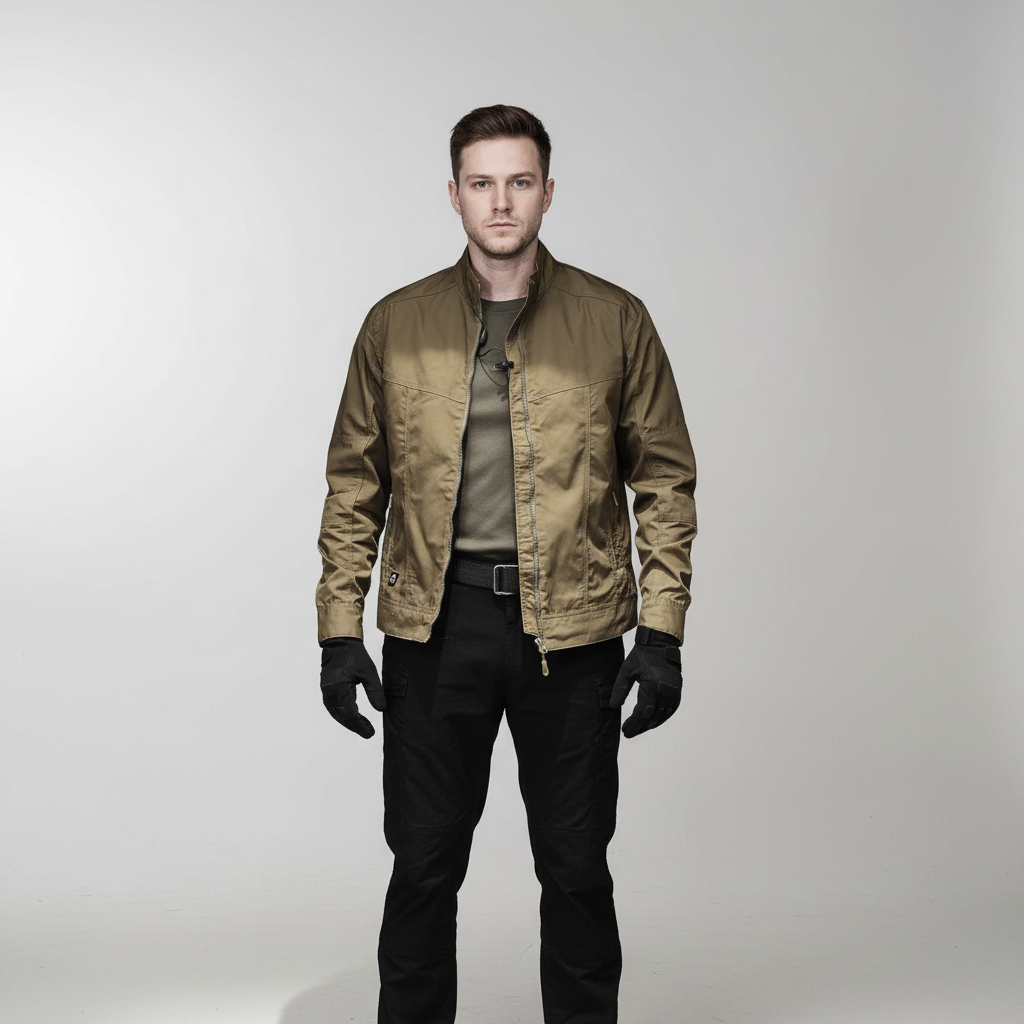 Men's zip-up cotton blend jacket, a lightweight and versatile outerwear piece for transitional weather