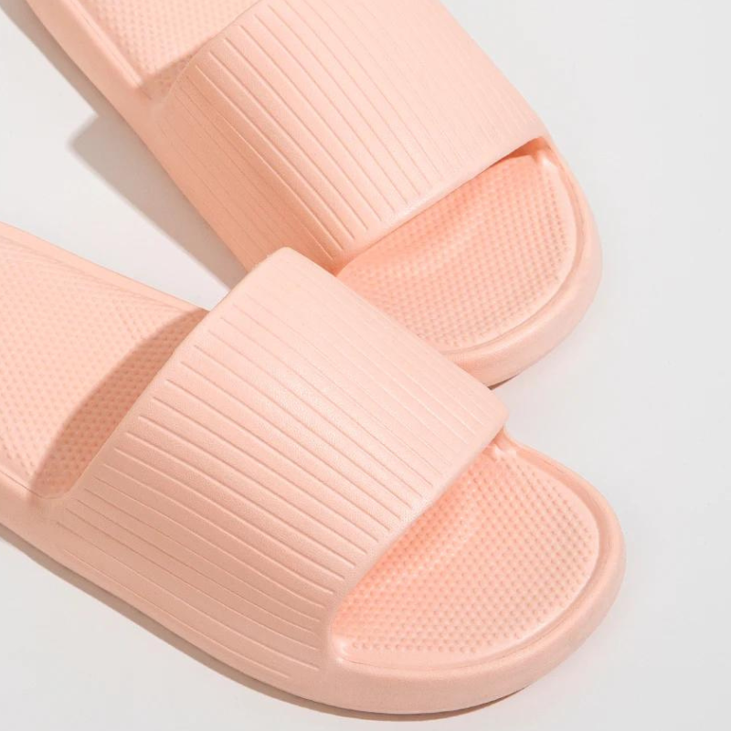 Top view of a pair of men's lightweight EVA summer slides, non-slip design