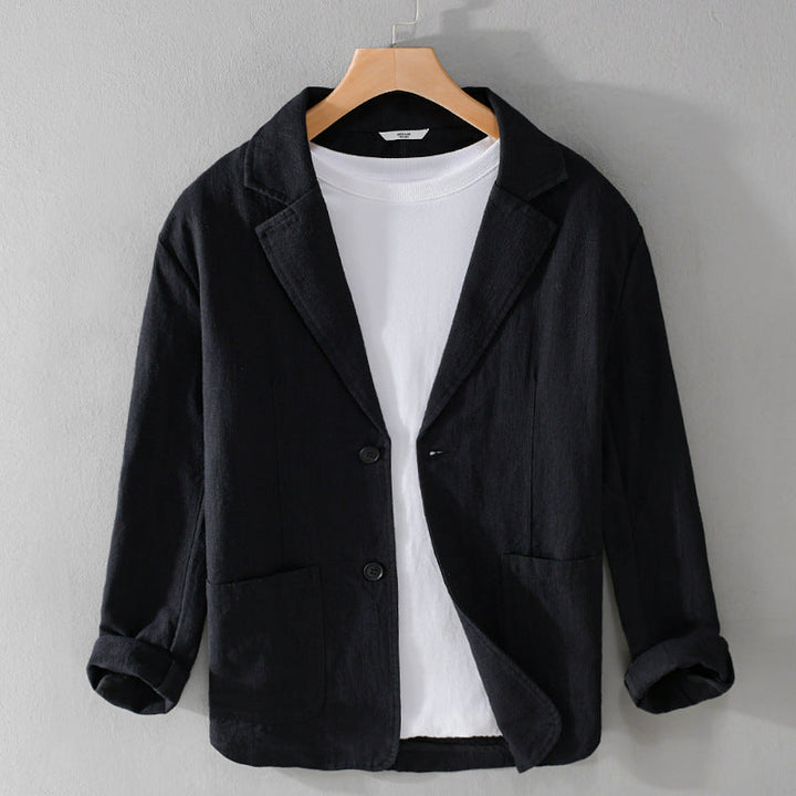 Man wearing a relaxed fit lightweight men's jacket, perfect for stylish everyday wear and versatile layering.