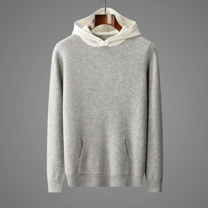 Men's lightweight gray comfort hoodie, perfect for casual, all-season wear. Pullover style.