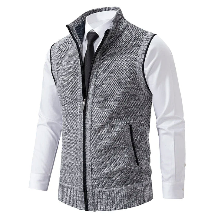Men's lightweight gray wool blend vest, perfect for fall layering and casual fashion.