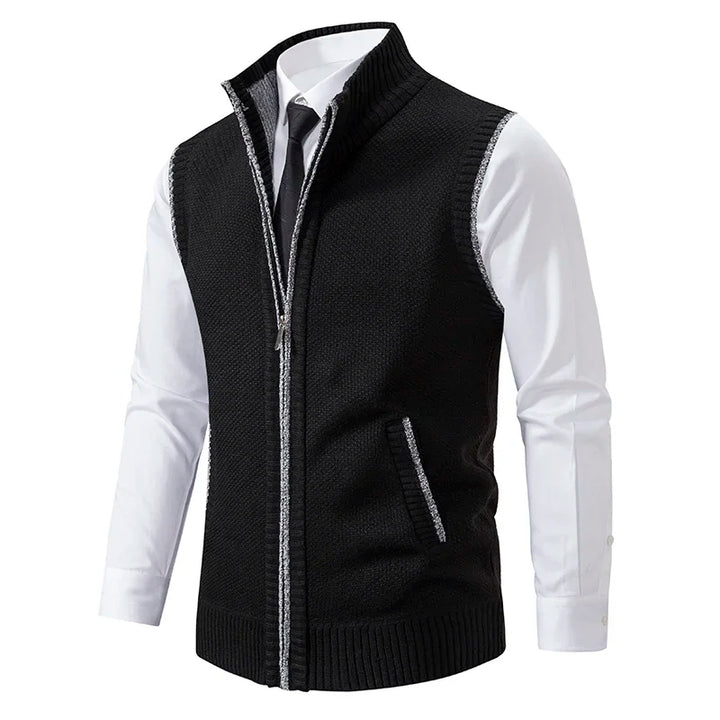 Casual brown wool blend vest for men, ideal as a lightweight layering piece for fall and winter fashion.