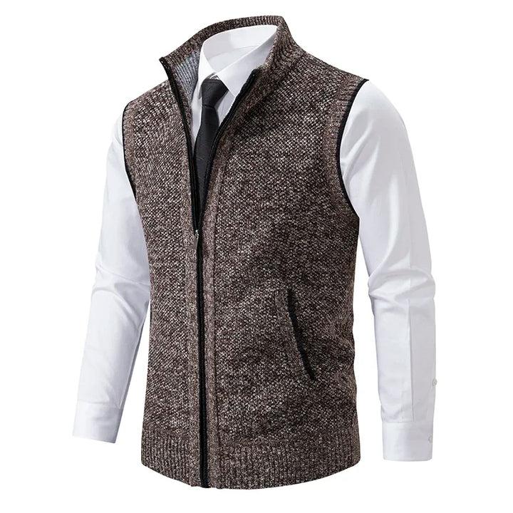 Black men's lightweight wool blend vest, a comfortable and stylish layering piece for everyday wear.
