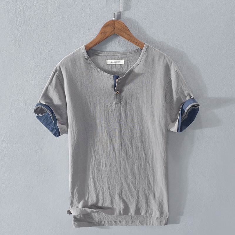 Men's lightweight Henley shirt, relaxed fit. Perfect casual top for summer fashion & warm weather comfort.