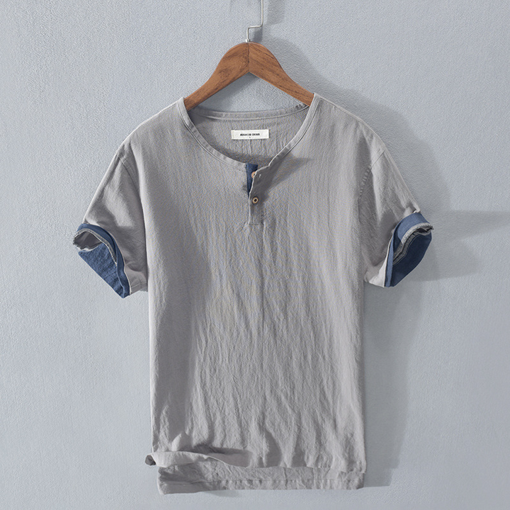 Men's lightweight Henley shirt, relaxed fit. Perfect casual top for summer fashion & warm weather comfort.