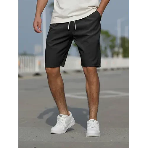 Men's lightweight high-waist shorts. Comfortable, relaxed fit, perfect for summer casual wear with a drawstring.