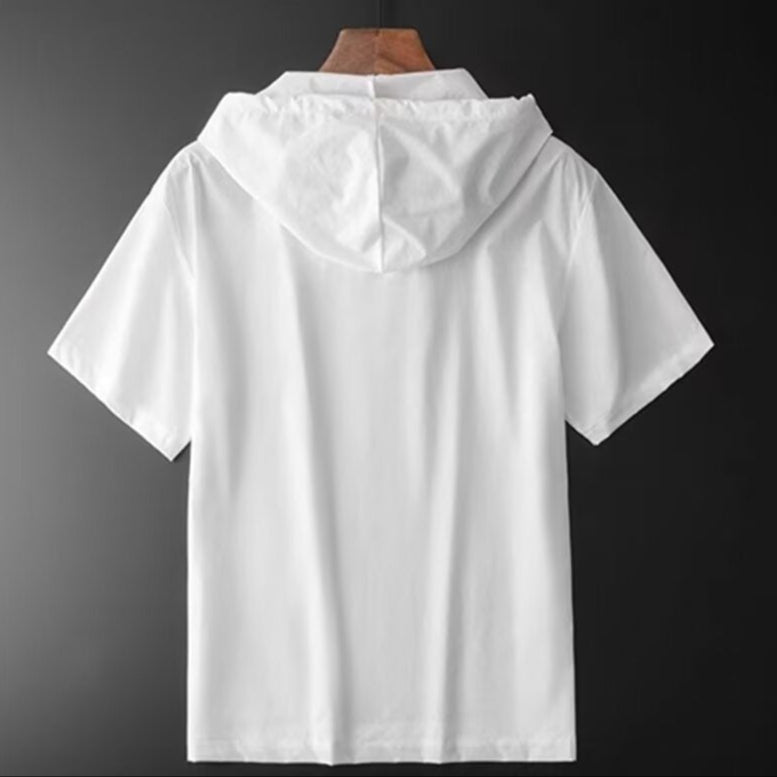 Relaxed fit men's hooded shirt, breathable, lightweight, ultimate summer comfort & casual wear.