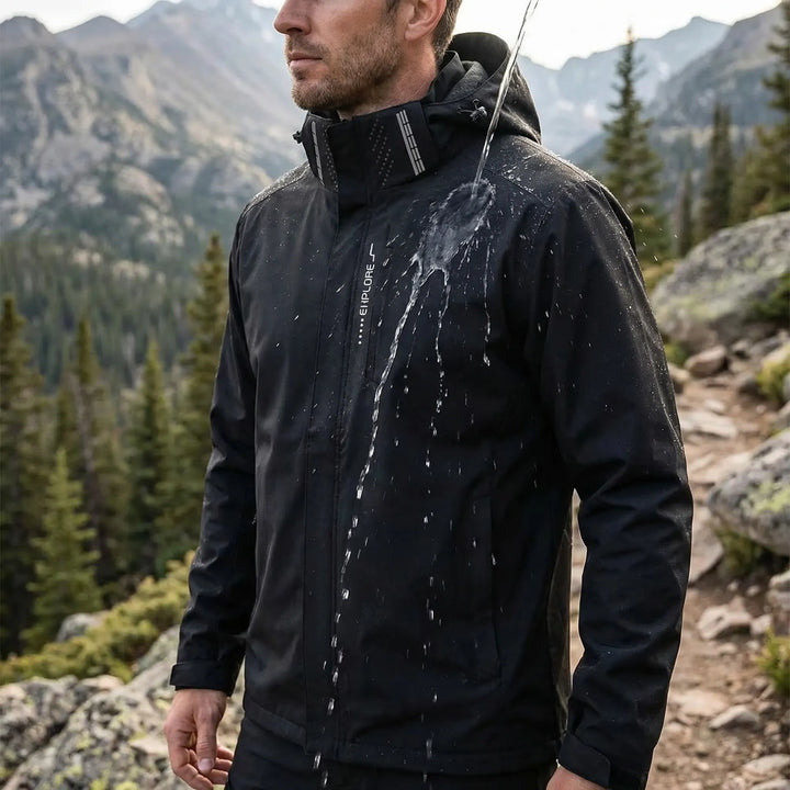 Men's lightweight hooded windbreaker jacket in black, perfect for outdoor activities & activewear.