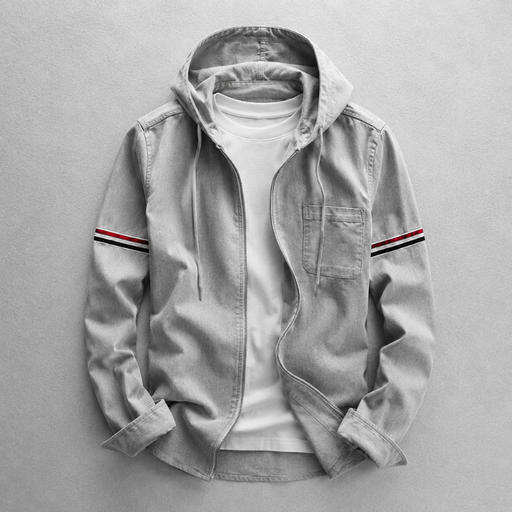 Modern men's casual hooded jacket, lightweight and comfortable for daily wear. Ideal spring/fall outerwear.