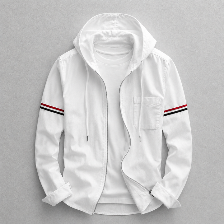 Versatile men's lightweight hooded jacket, perfect casual outerwear for daily errands or outdoor activities in spring/fall.