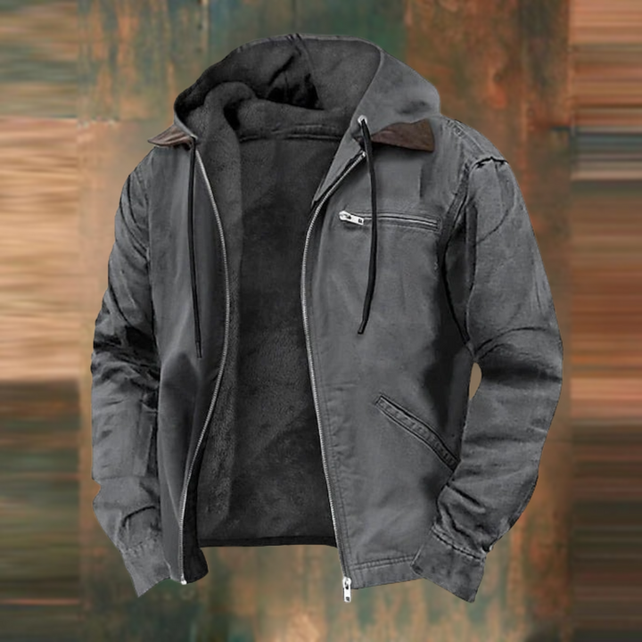 Stylish men's lightweight hooded jacket. A comfortable zip-up design, great for casual layering in any season.