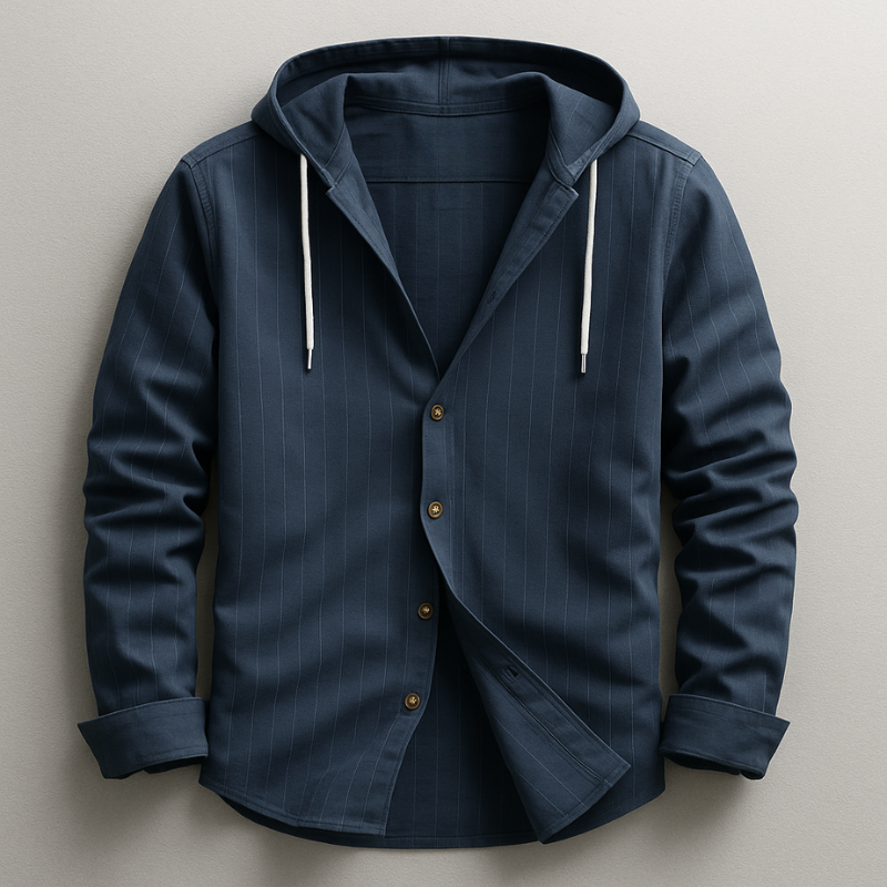 Comfortable men's long sleeve hoodie shirt. Lightweight & relaxed fit for casual wear, perfect spring/summer top.