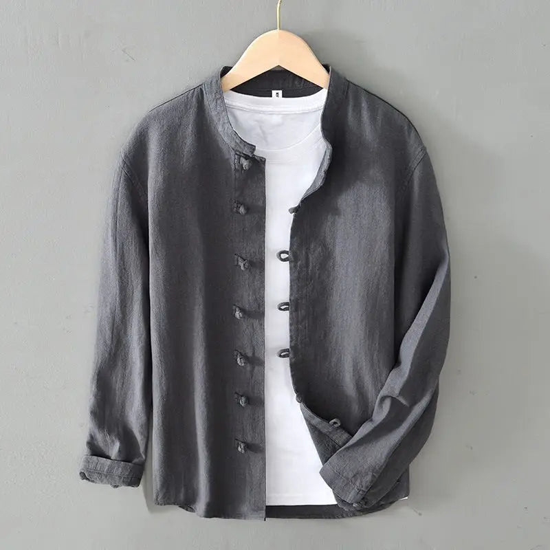 Breathable men's spring jacket, a white lightweight Katana style, ideal for stylish and comfortable summer outerwear.