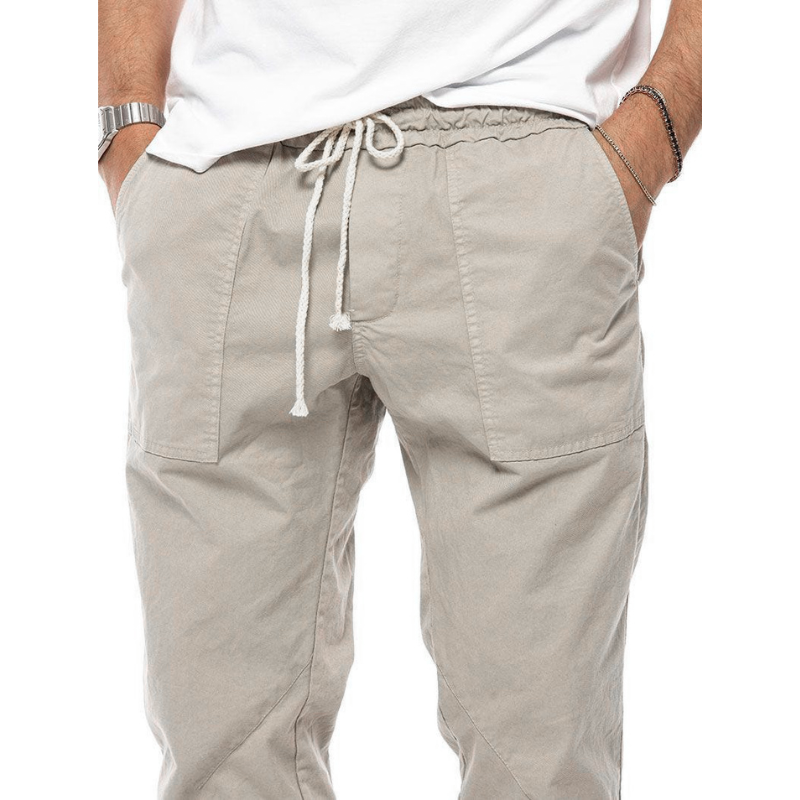 New men's lightweight linen blend joggers. Stretch material for optimal comfort and relaxed fit.