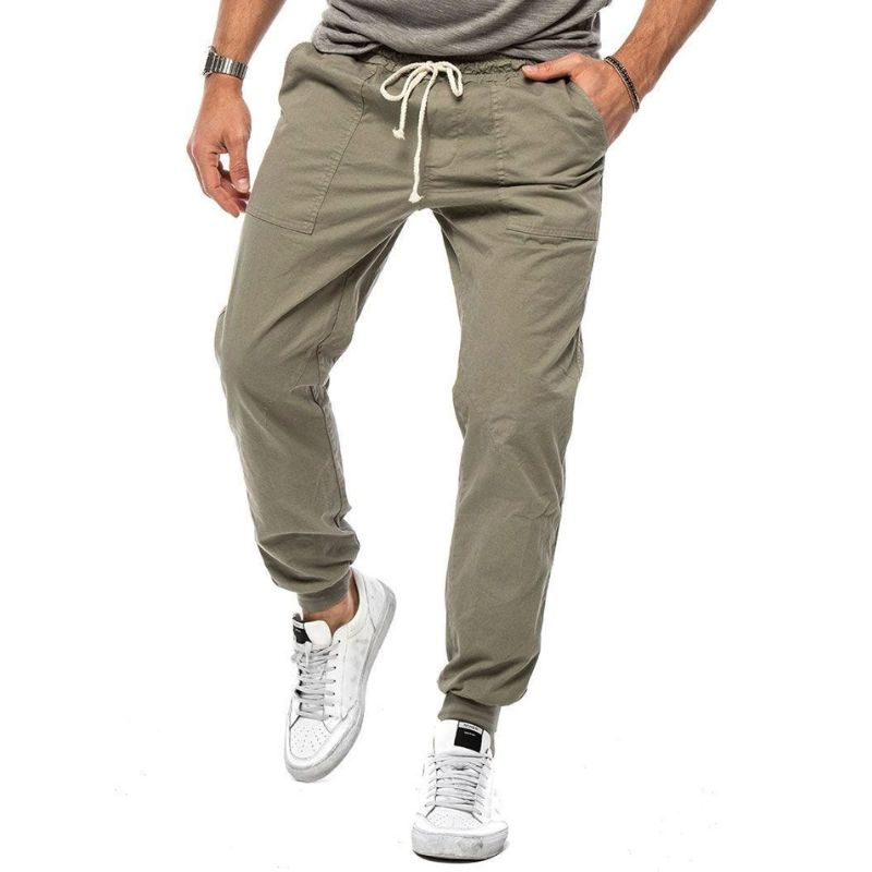Comfortable men's linen blend joggers. Casual bottoms with stretch, ideal for active & relaxed wear.
