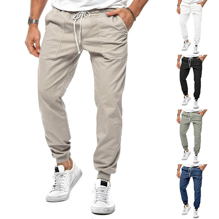 Men's easycare linen blend joggers. Stretch and relaxed fit for casual comfort & active movement.
