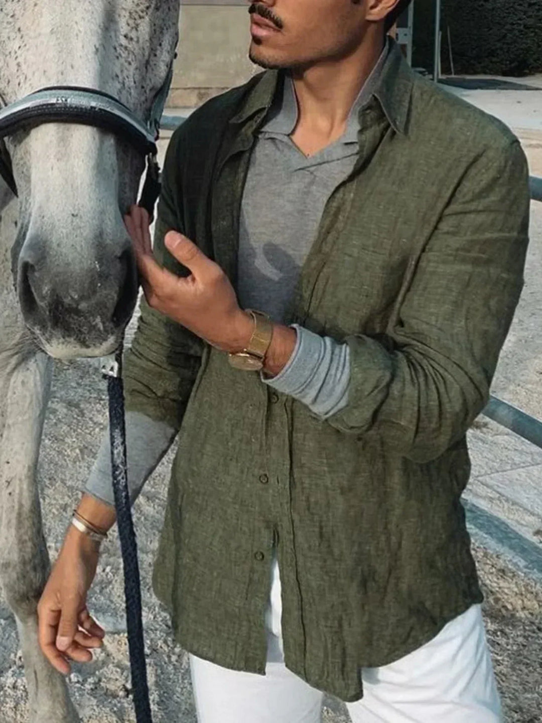 Fabio men's long sleeve linen shirt, a versatile button-up for effortless everyday style or vacation.