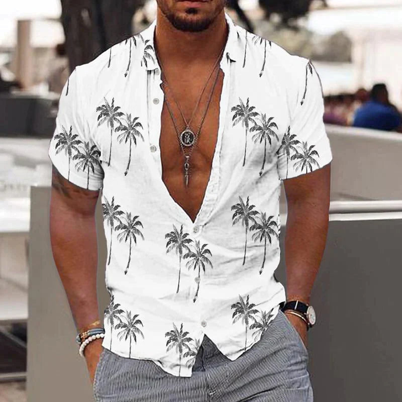 Matteo men's lightweight linen short sleeve shirt. Casual collared top for summer, beach, and vacation outfits.