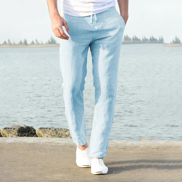 Casual men's linen pants, Langston model, perfect for spring & summer fashion. Breathable & comfortable for warm weather.