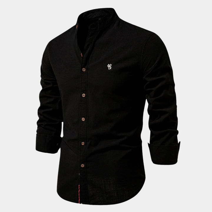 Men's lightweight long-sleeve summer shirt, slim fit, button-down, perfect for casual warm weather fashion.