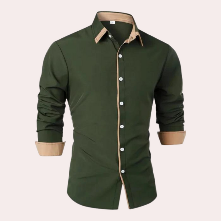 Stylish men's casual shirt, great for spring fashion & summer. Lightweight and comfortable for warm weather.